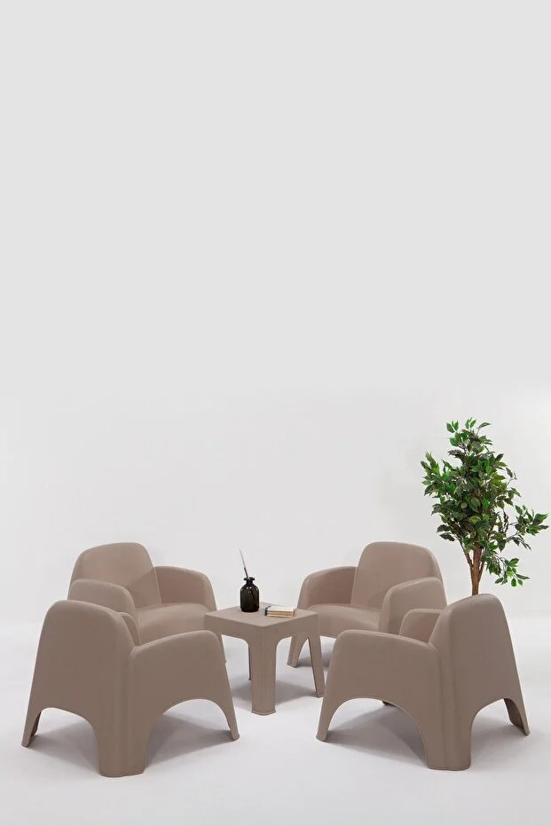 Şile Pratik Bahçe, Balkon Oturma Grubu ( 1+1+1+1+S ) Bahçe Mobilyası / Cappucino